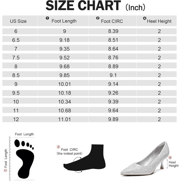 Women's Silver Pumps 2 inch Kitten Heel Pointed Toe Low Heel Dress Shoes - Picture 7 of 7